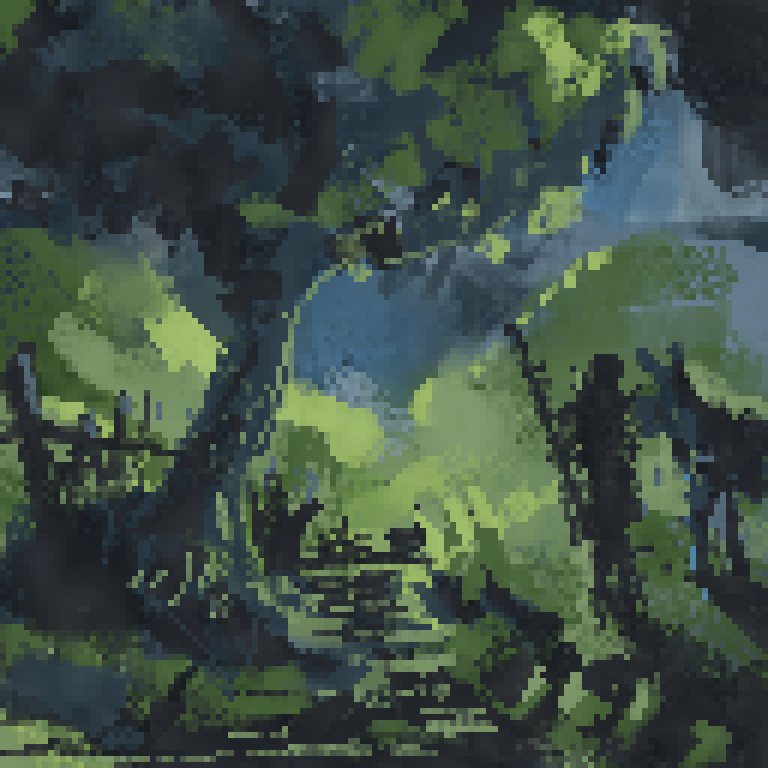 Another Philosophical Magnifying Glass — a lush forest scene painted in MOSS